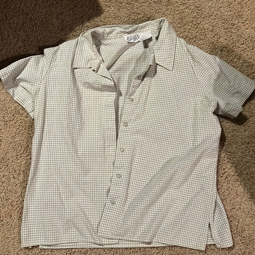 Green Plaid Men’s Button Up Tee Size 16